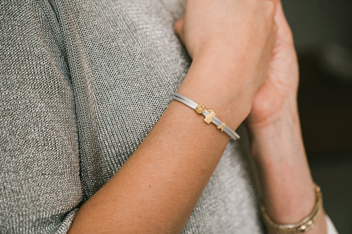 Birth Flower Beads Bracelet - Gold plated