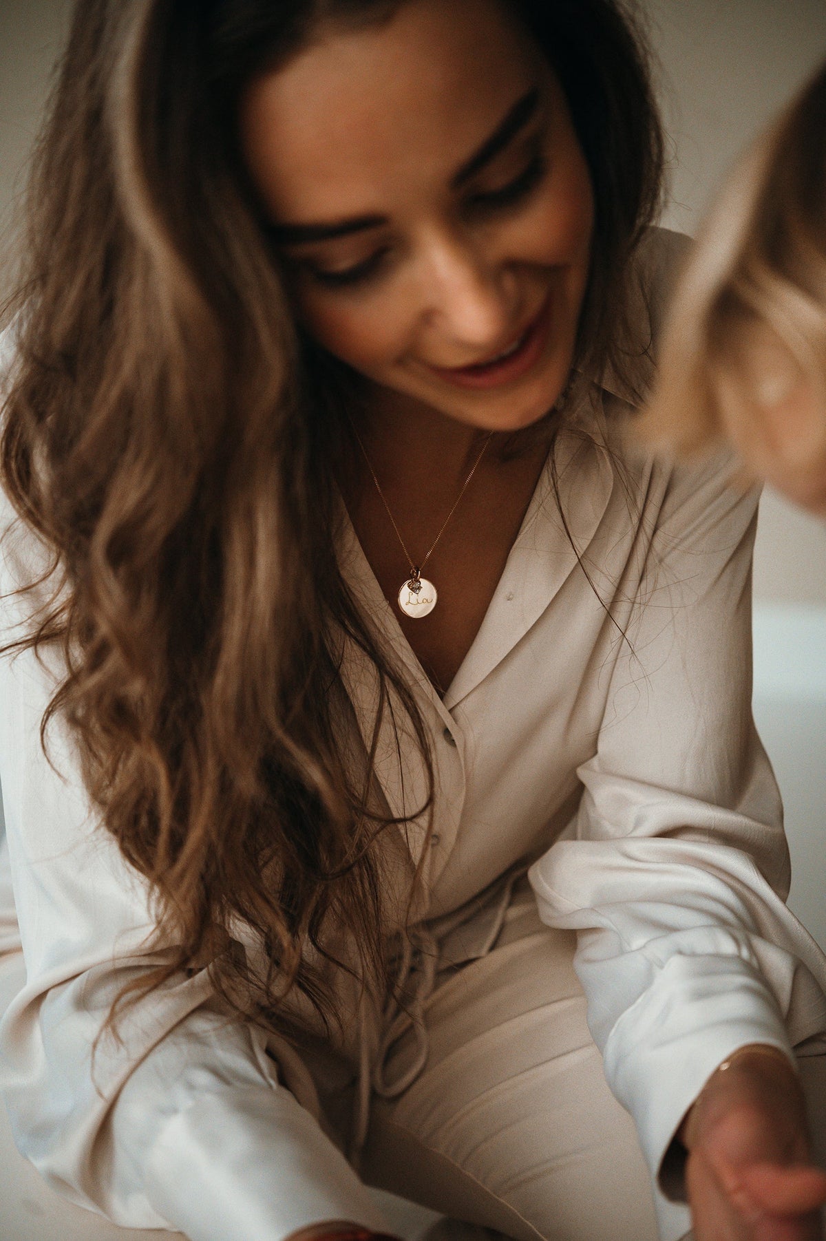 Geburtsstein Coin Kette mit Namen - Vergoldet