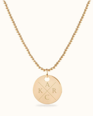 Initial Coin Beaded Necklace - Gold plated