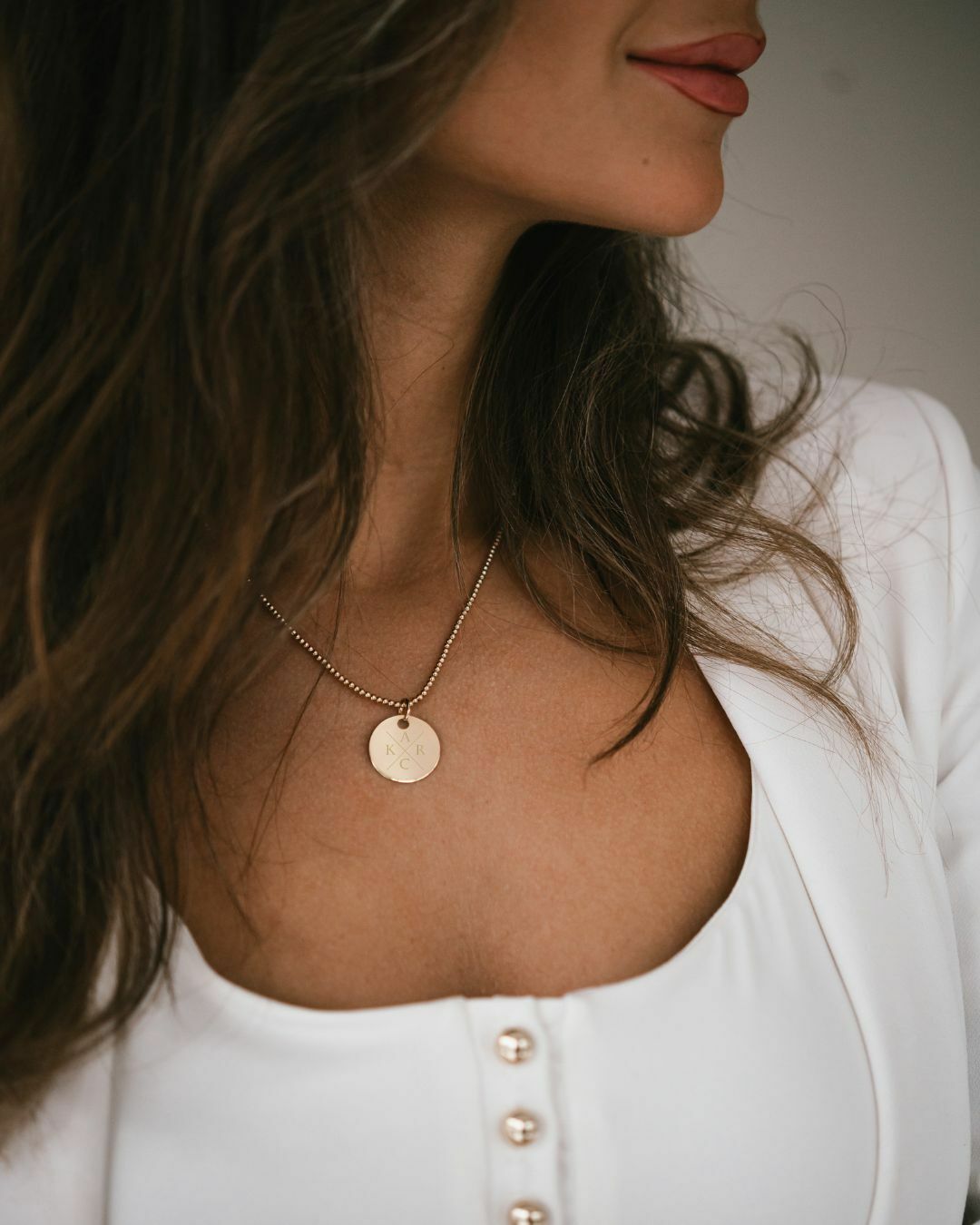 Initial Coin Beaded Ketting - 18k Verguld