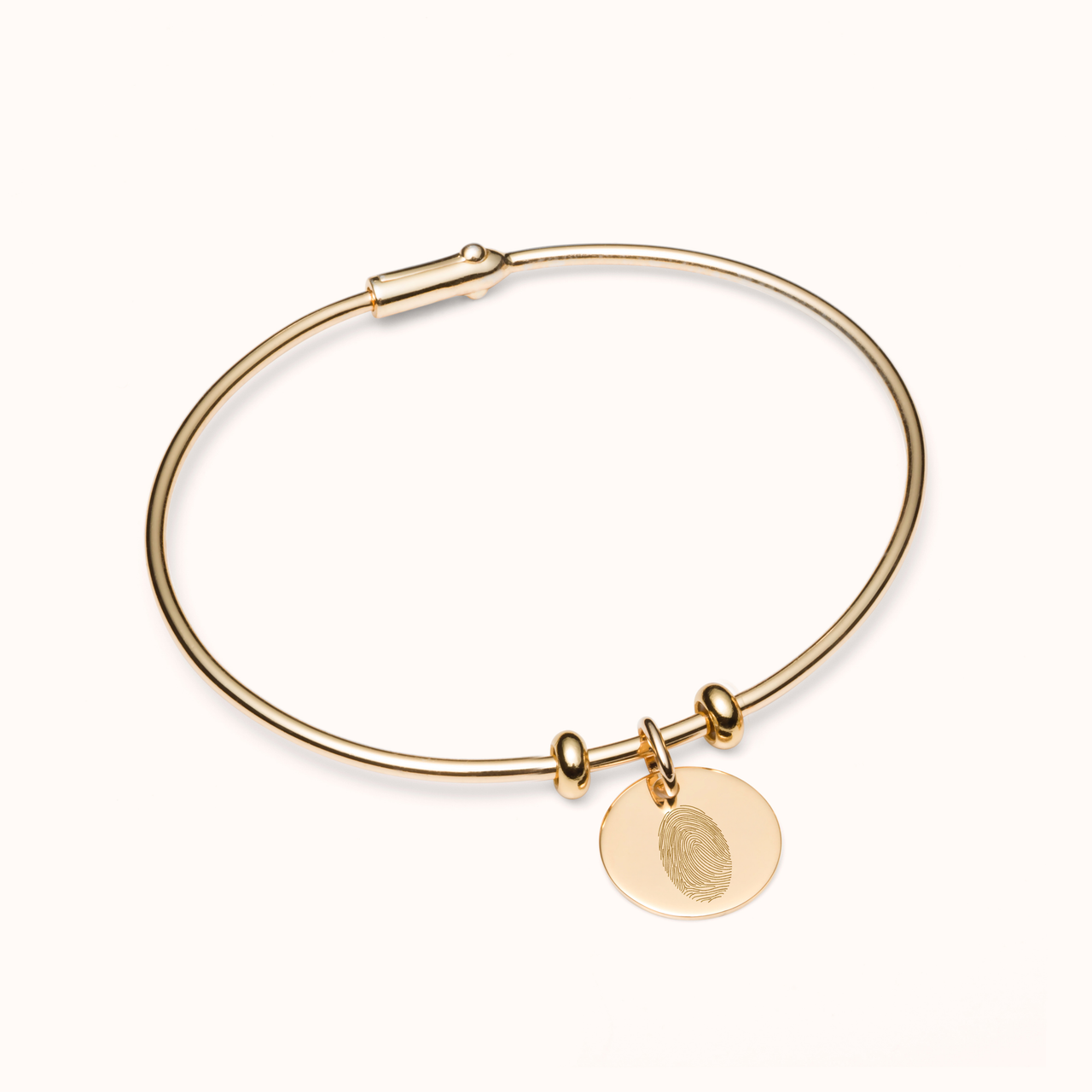 Fingerprint Charm Bangle - Gold Plated