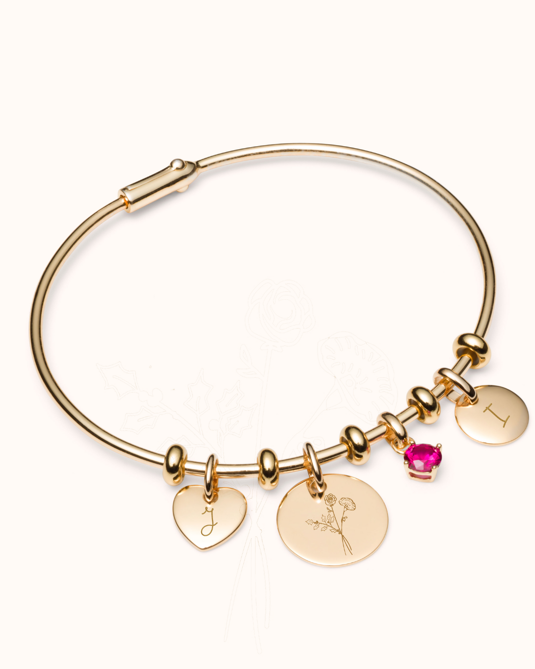 Charm Bangle Charm Stopper - Gold plated