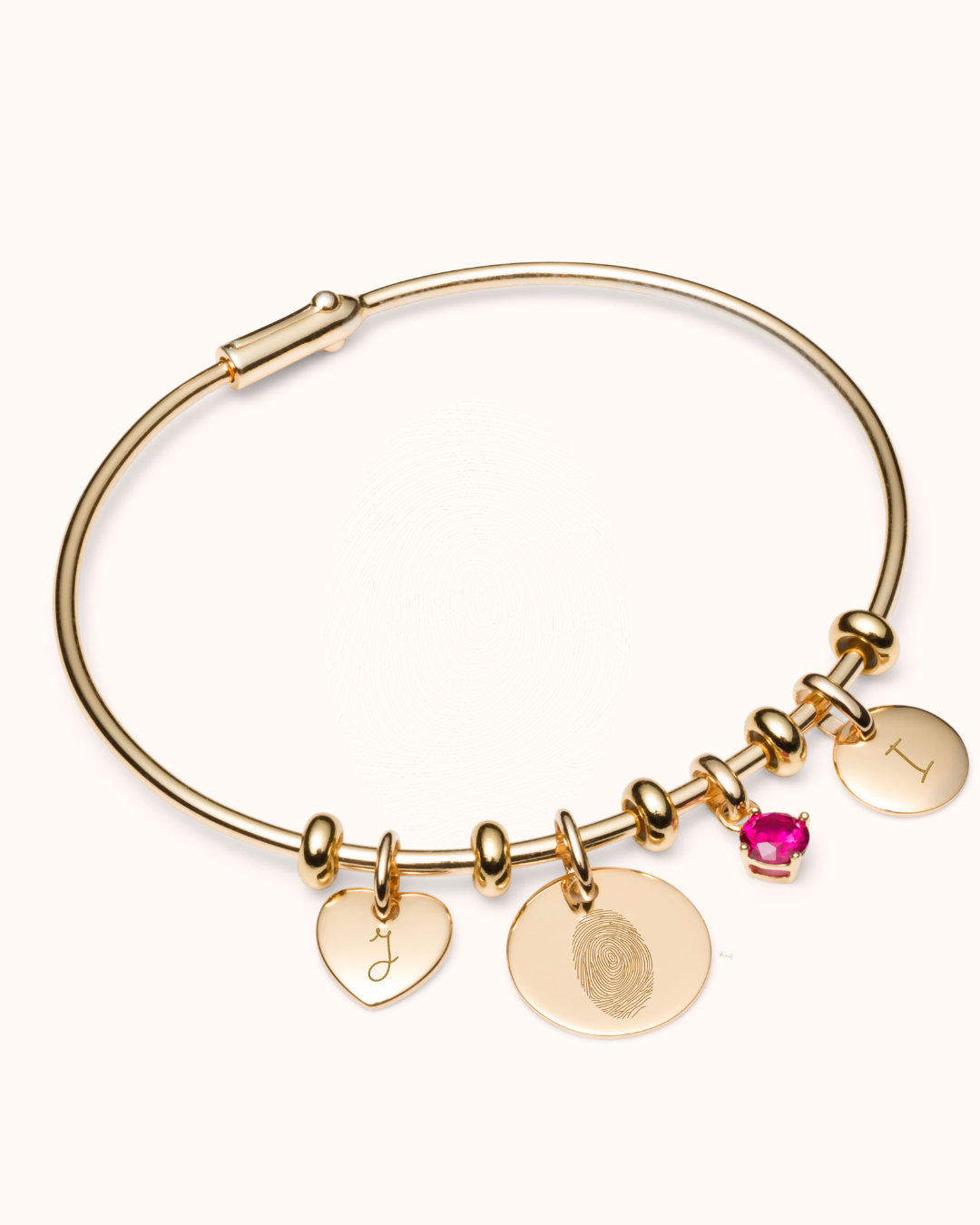 Fingerabdruck Charm Bangle - Vergoldet