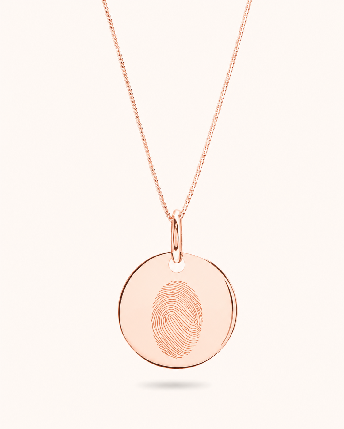 Collier Pièce Empreinte Digitale Plaqué Or Rose