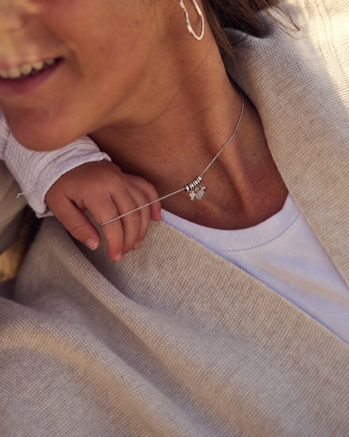 Sliding Birthflower Necklace - Silver