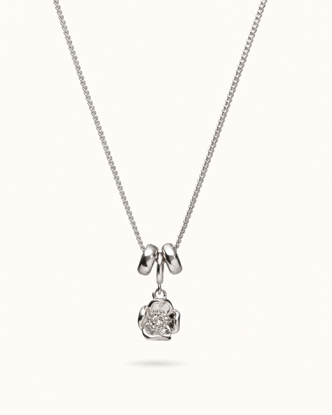 Sliding Birthflower Necklace - Silver
