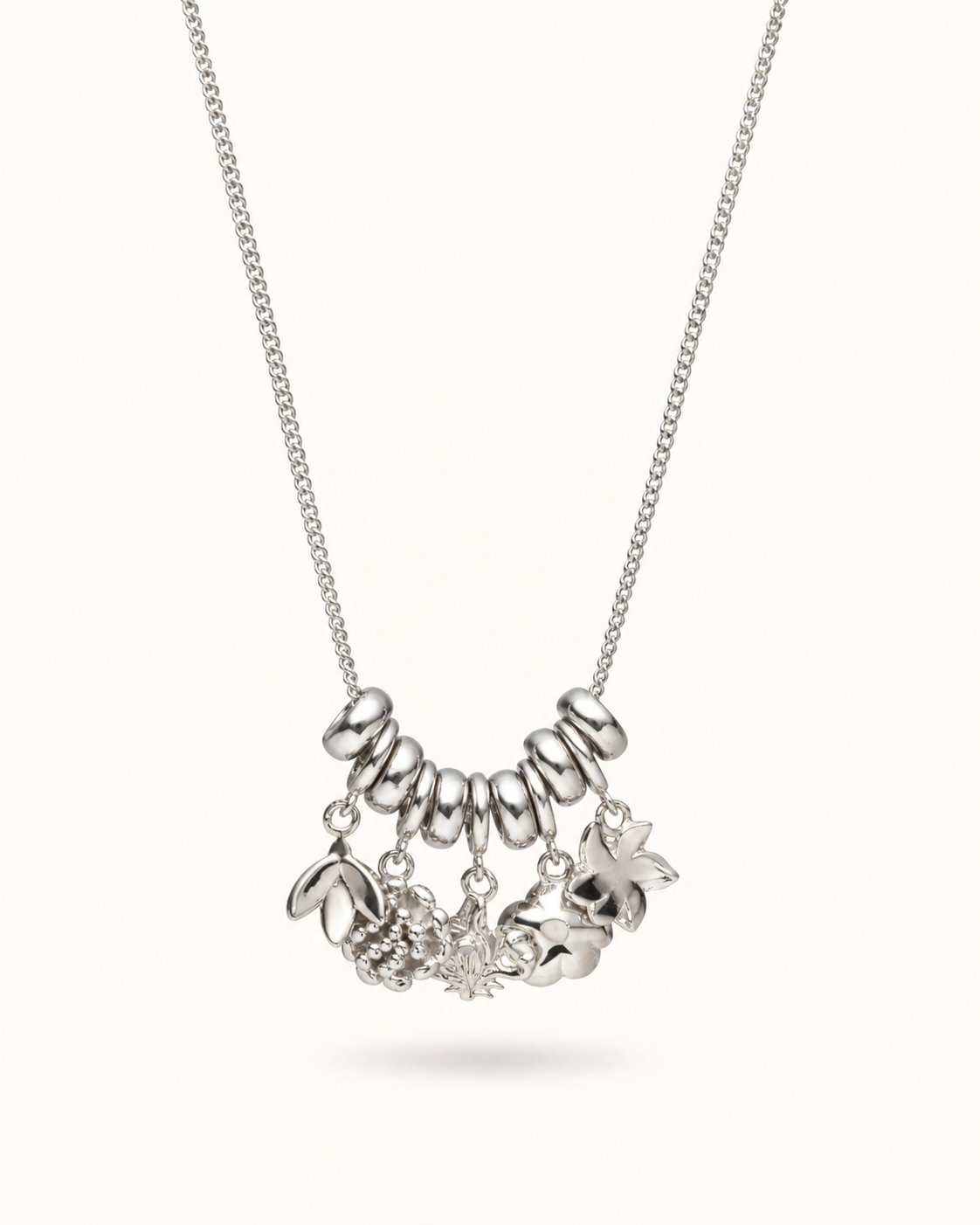 Sliding Birthflower Necklace - Silver