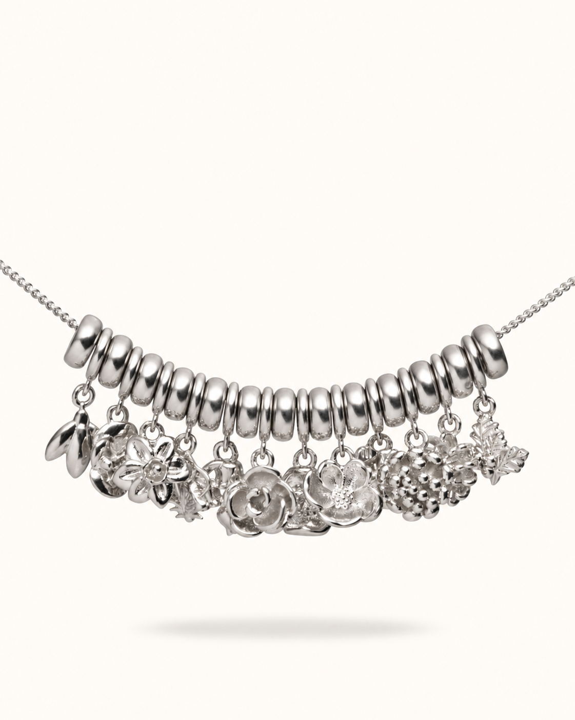 Sliding Birthflower Necklace - Silver