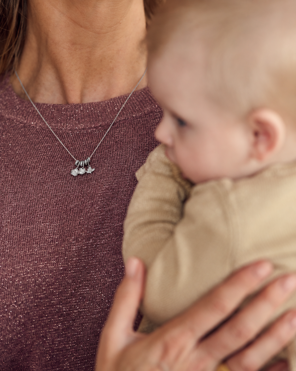 Sliding Birthflower Necklace - Silver