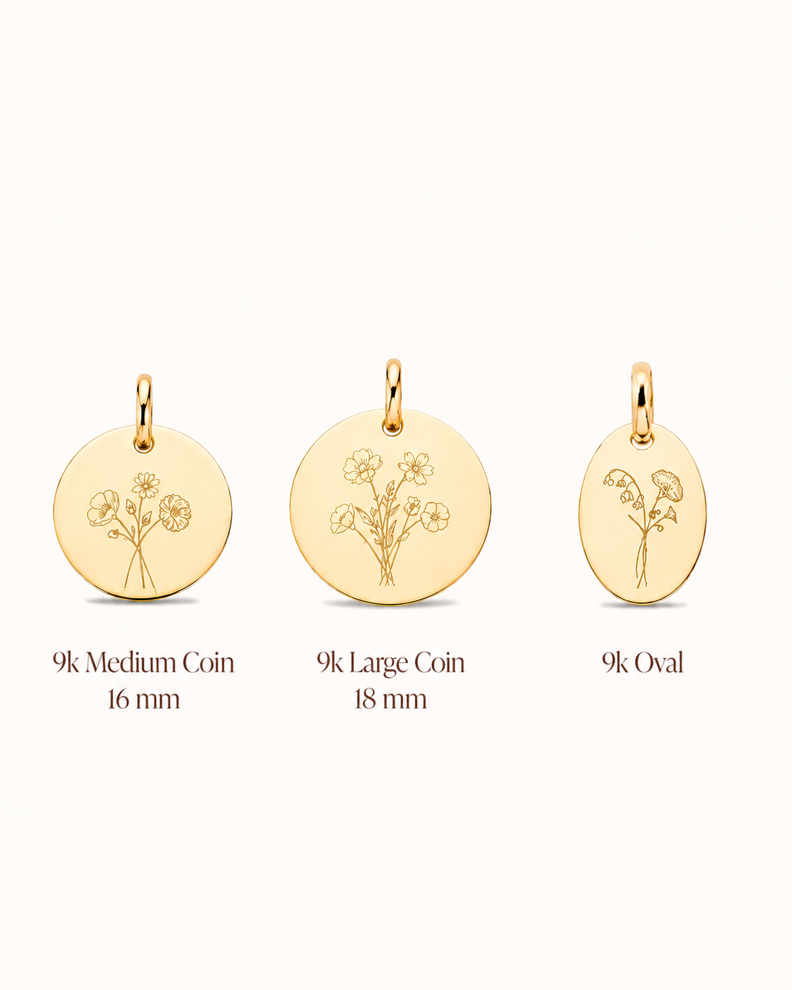 9k Birth Flower Bouquet Charm - 9 carat