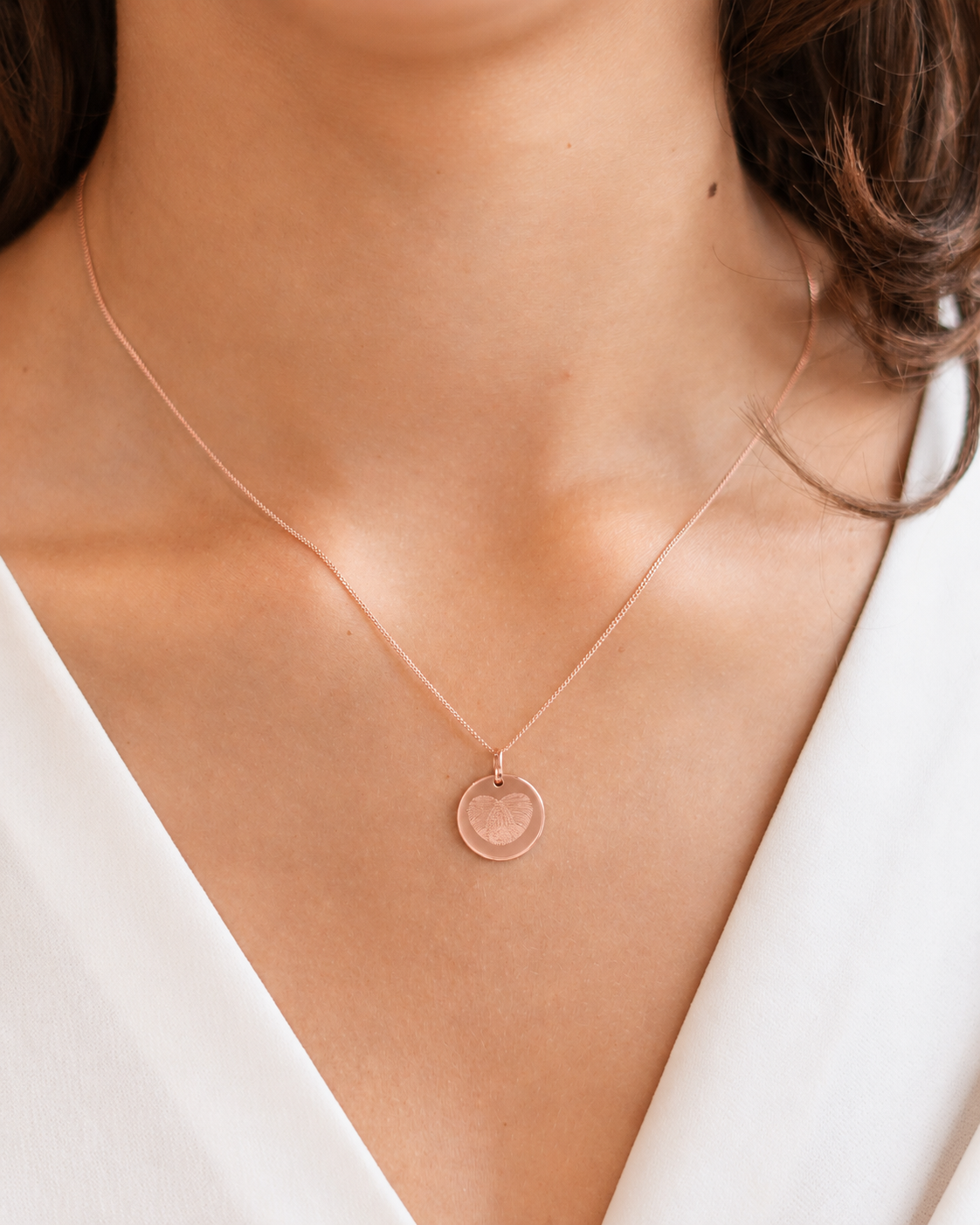 Collier Pièce Empreinte Digitale Plaqué Or Rose