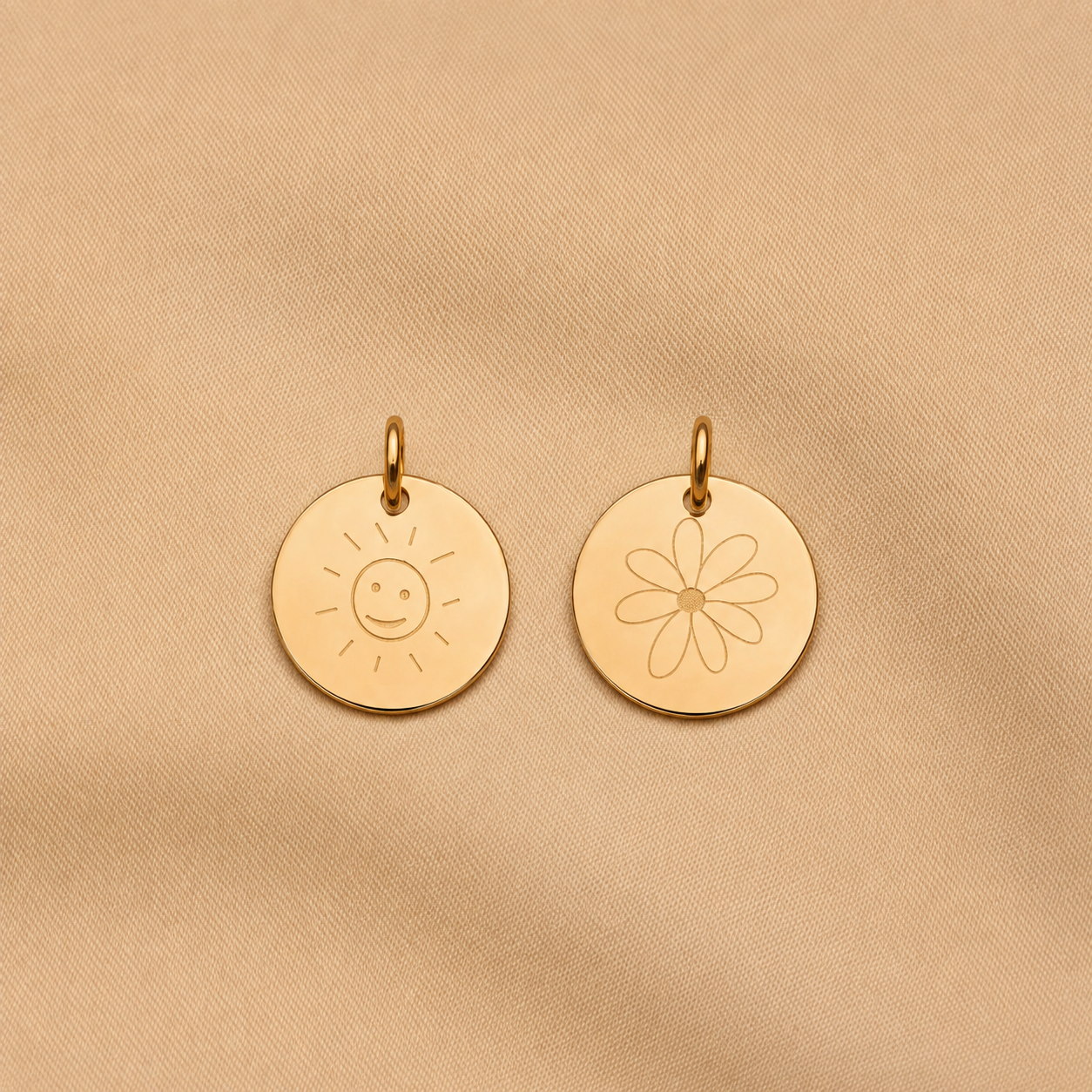 Einzelne Charms mit Illustration 585er Echtgold