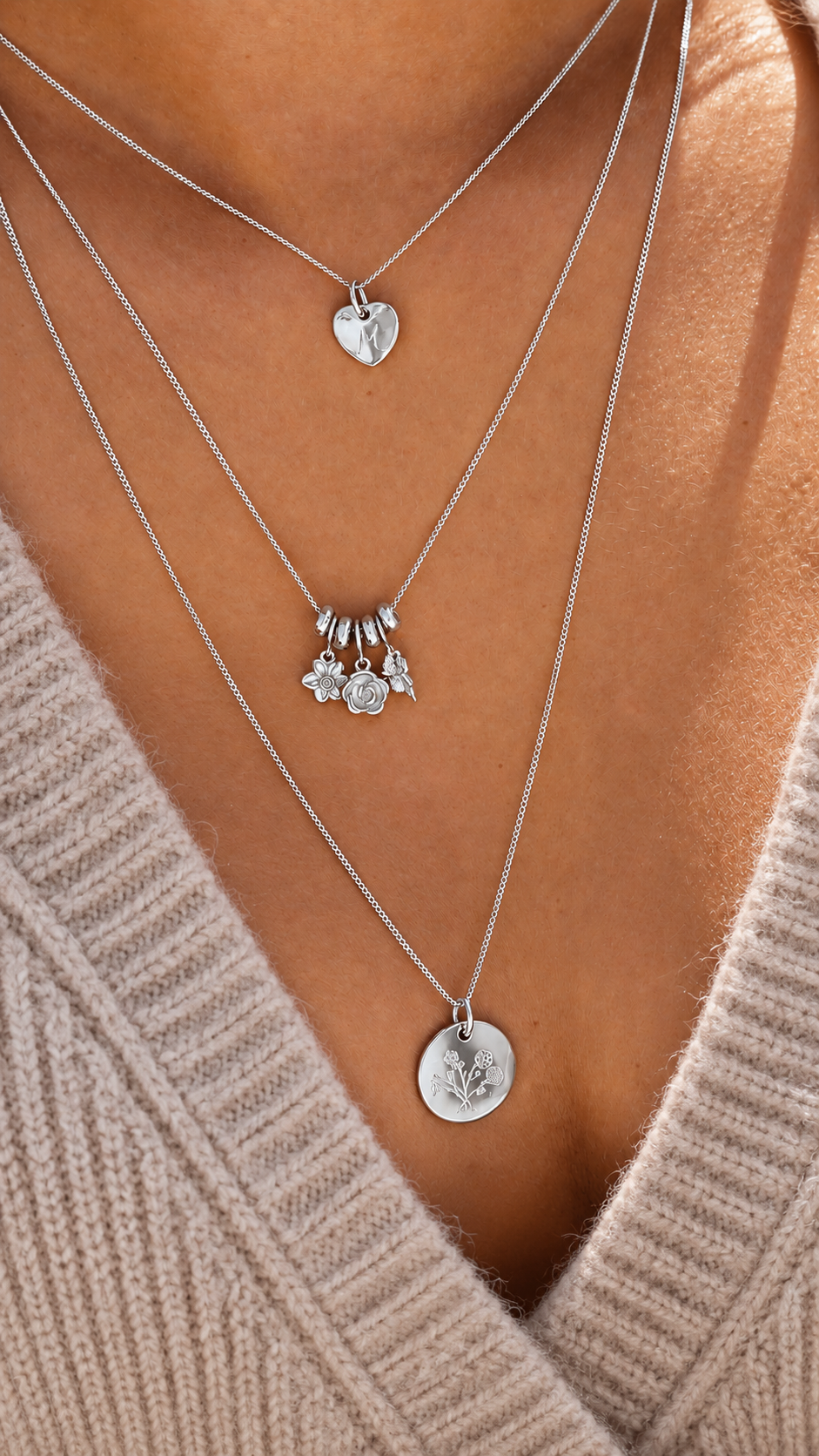 Geboortebloem Sliding Ketting - Sterling Zilver 925 - Gepersonaliseerde Ketting