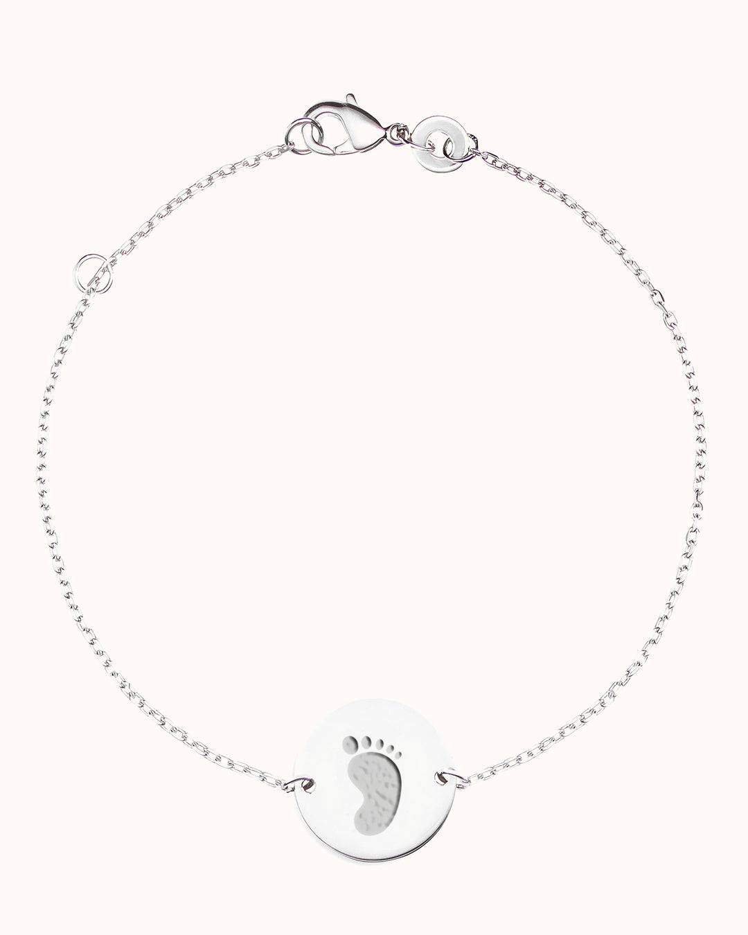 Hand and Footprint Coin Bracelet - Silver