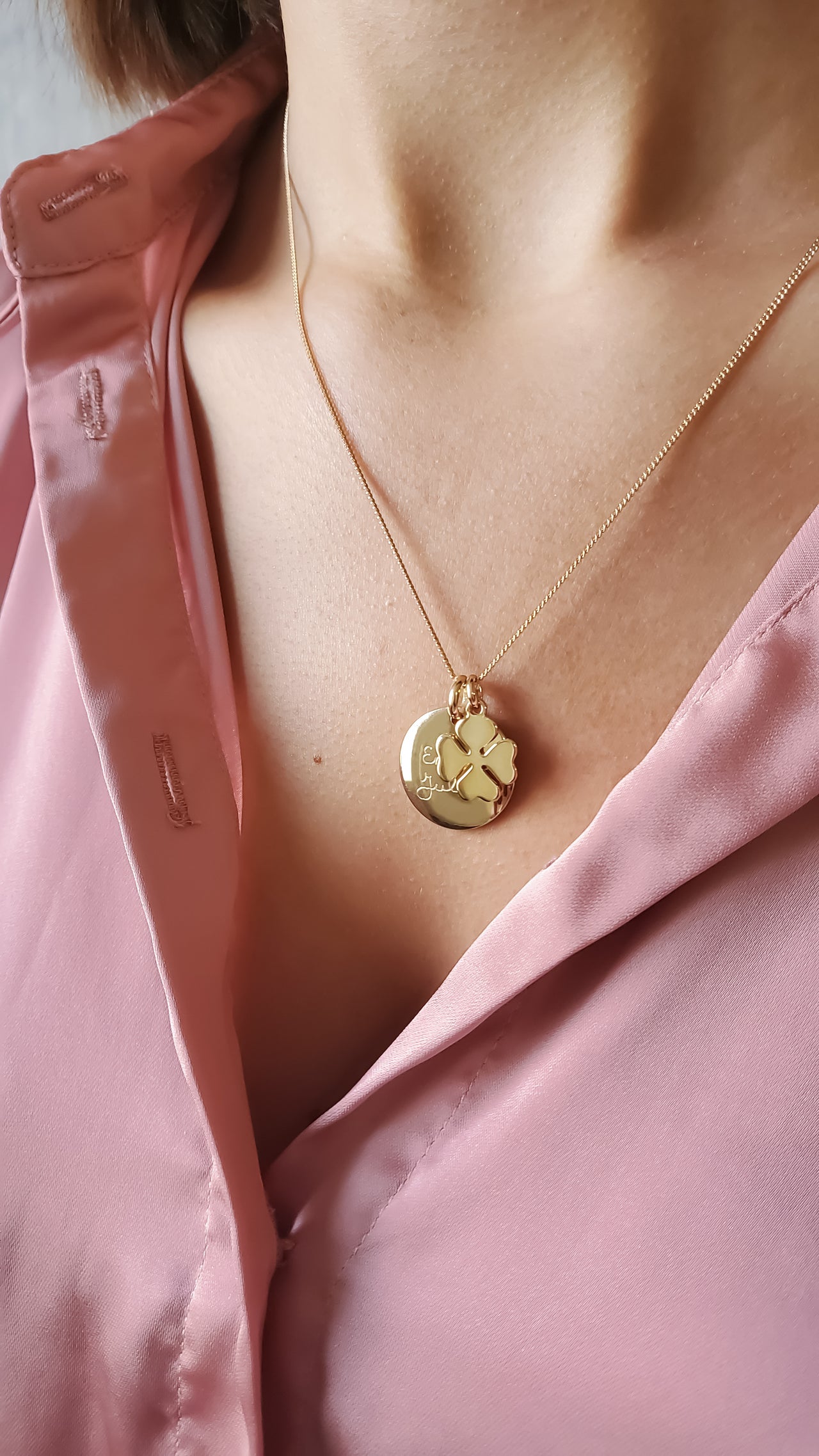 Coin Necklace with Lucky Charm - Gold plated