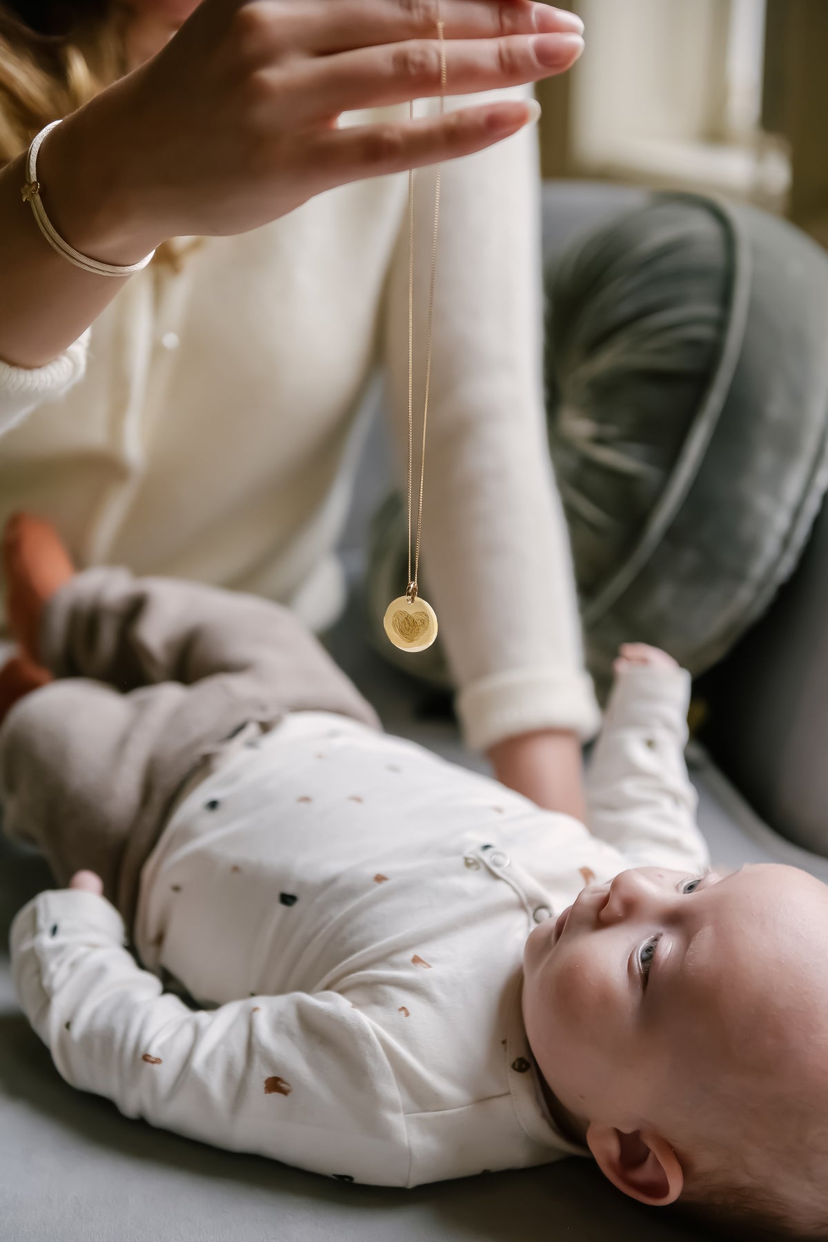 Fingerabdruck Coin Kette - Vergoldet