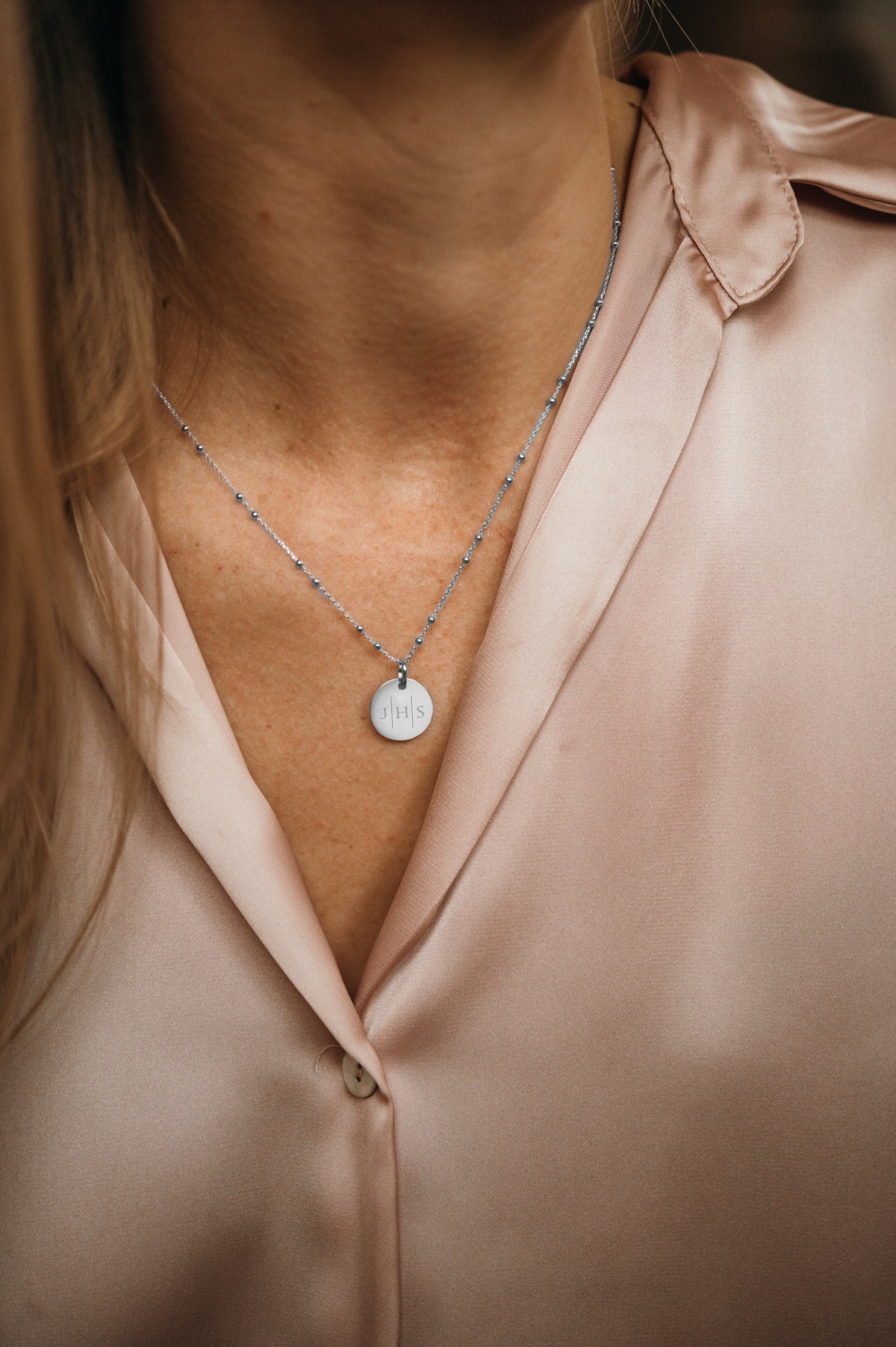 Collier Pendentif Rond Initiale - Argent