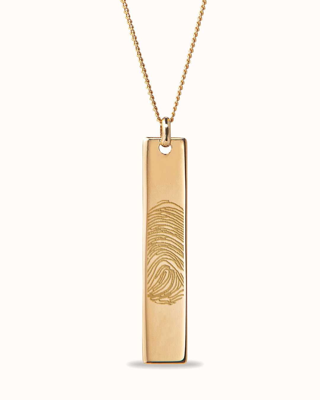 Men Fingerprint Bar Necklace - Gold plated