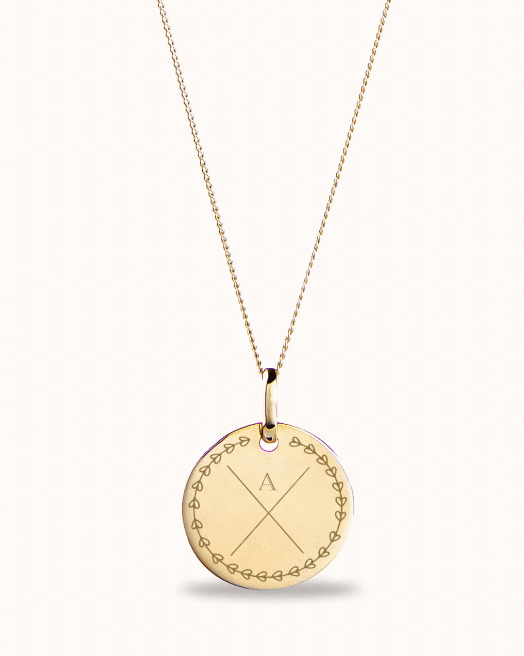 9k Love Initial Coin Ketting - 9 Karaat - 14mm Small Coin 9k