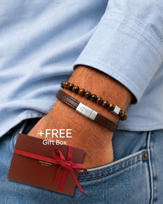 Coffret Fête des Pères Marron – Bracelets Homme Personnalisés
