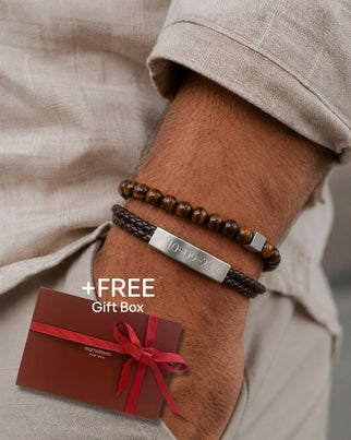 Coffret Fête des Pères Marron – Bracelets Homme Personnalisés