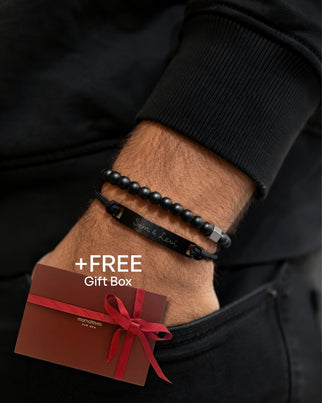 Coffret Fête des Pères Noir – Bracelets Homme Personnalisés