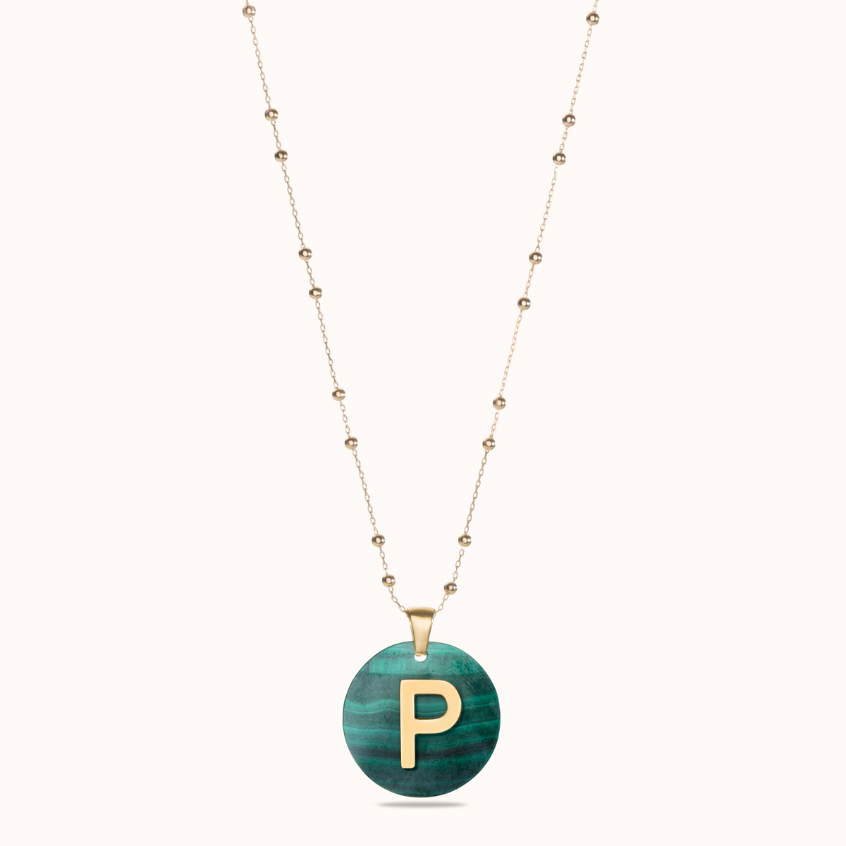 Collier initial en pierres précieuses - Plaqué or 18 carats