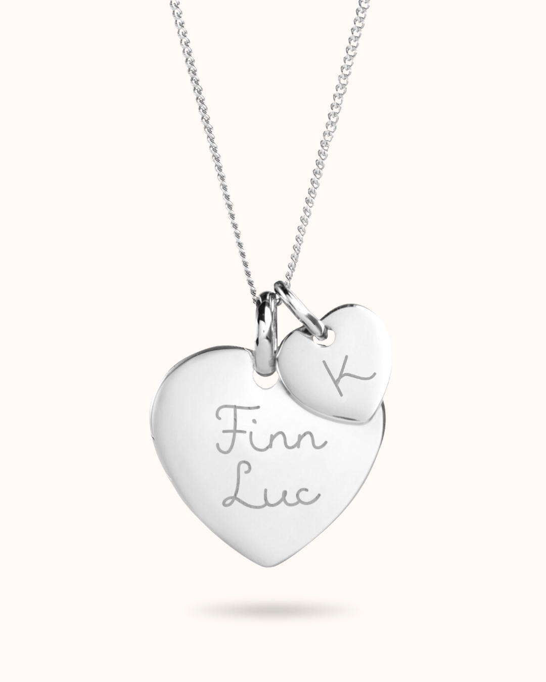 Collier Cœur Charme avec Mini Cœur - Argent