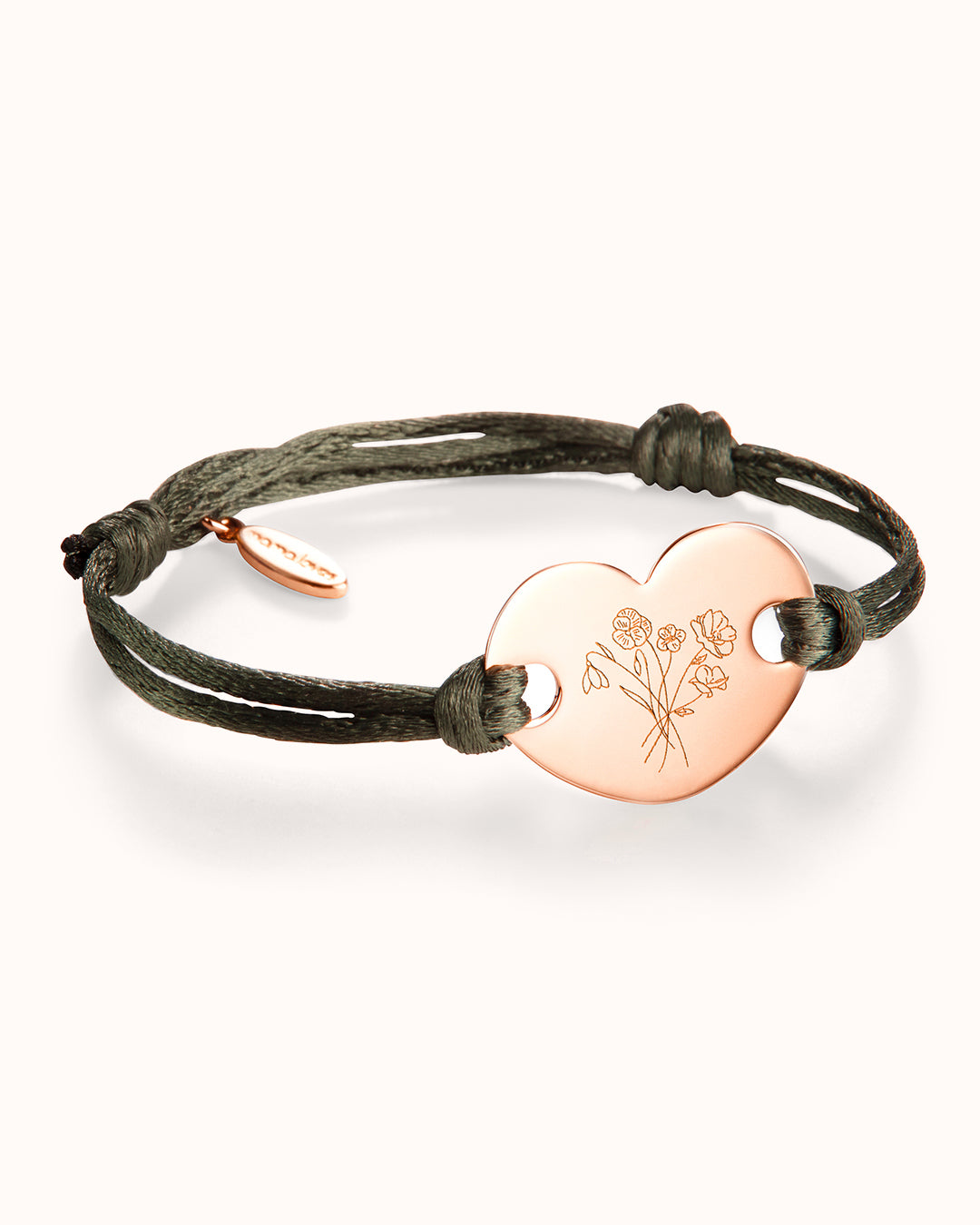 Geburtsblumestrauß Herz Armband - Rose vergoldet