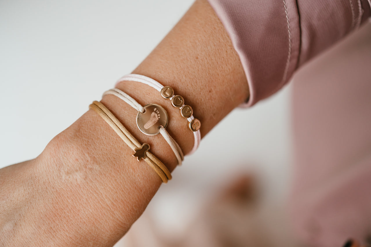 Hand en Voetafdruk Round Armband - 18k Verguld