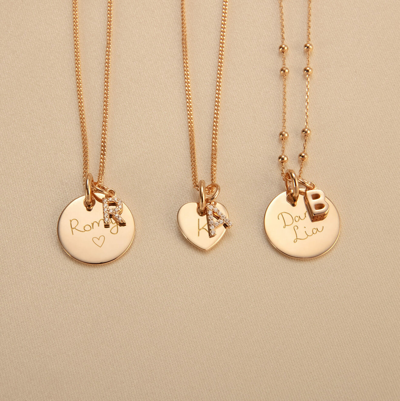 Initial Charm Coin Necklace - Gold plated