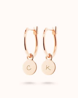 Boucles d'oreilles Initiale – Plaqué Or Rose 18k