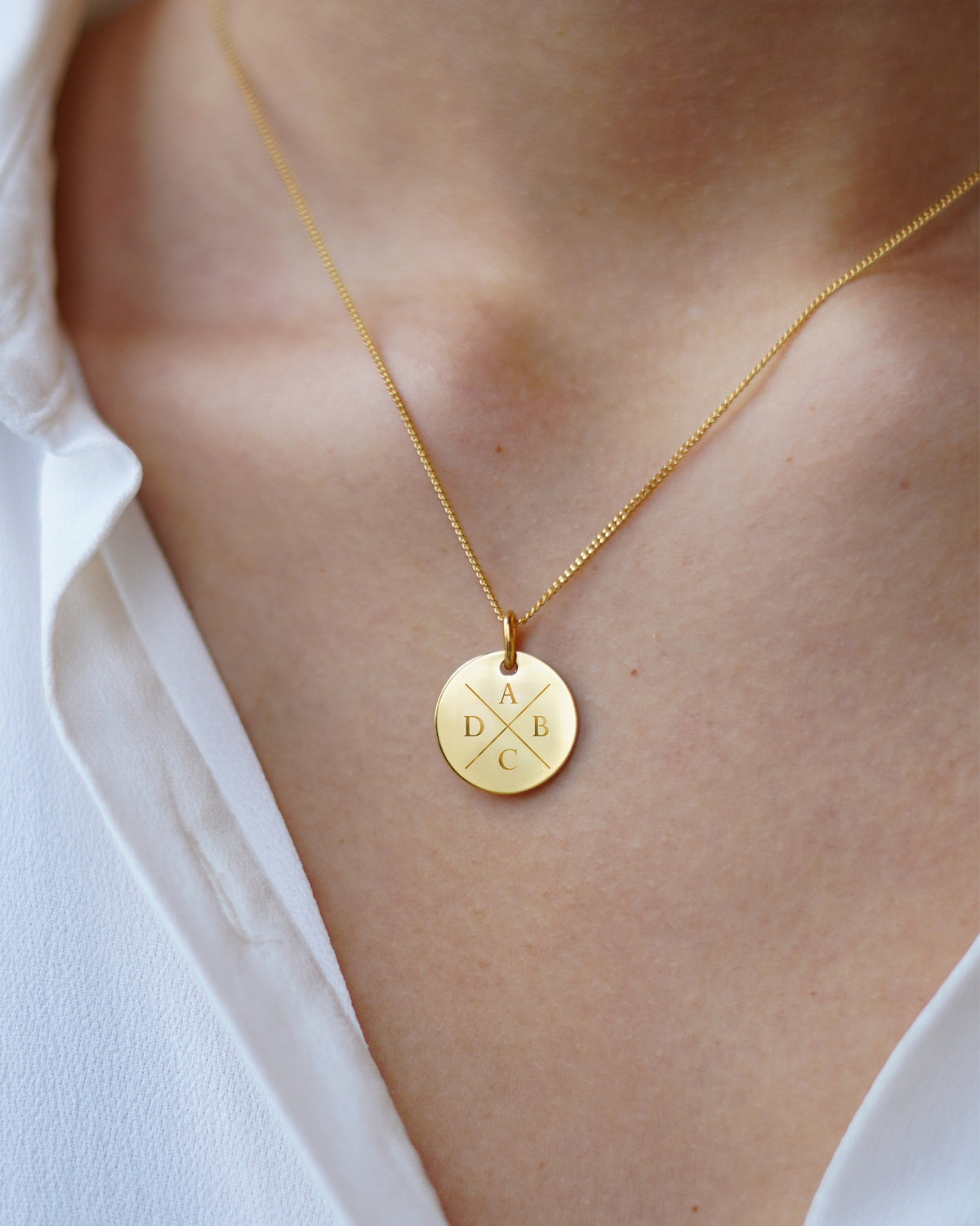 Initial Coin Ketting - Verguld - Coin 17mm
