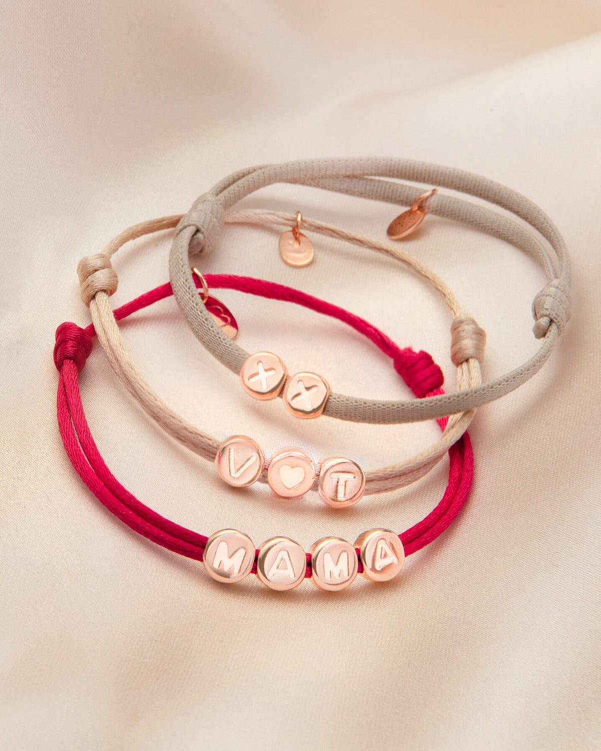 Initial Beads Bracelet - Rose plated