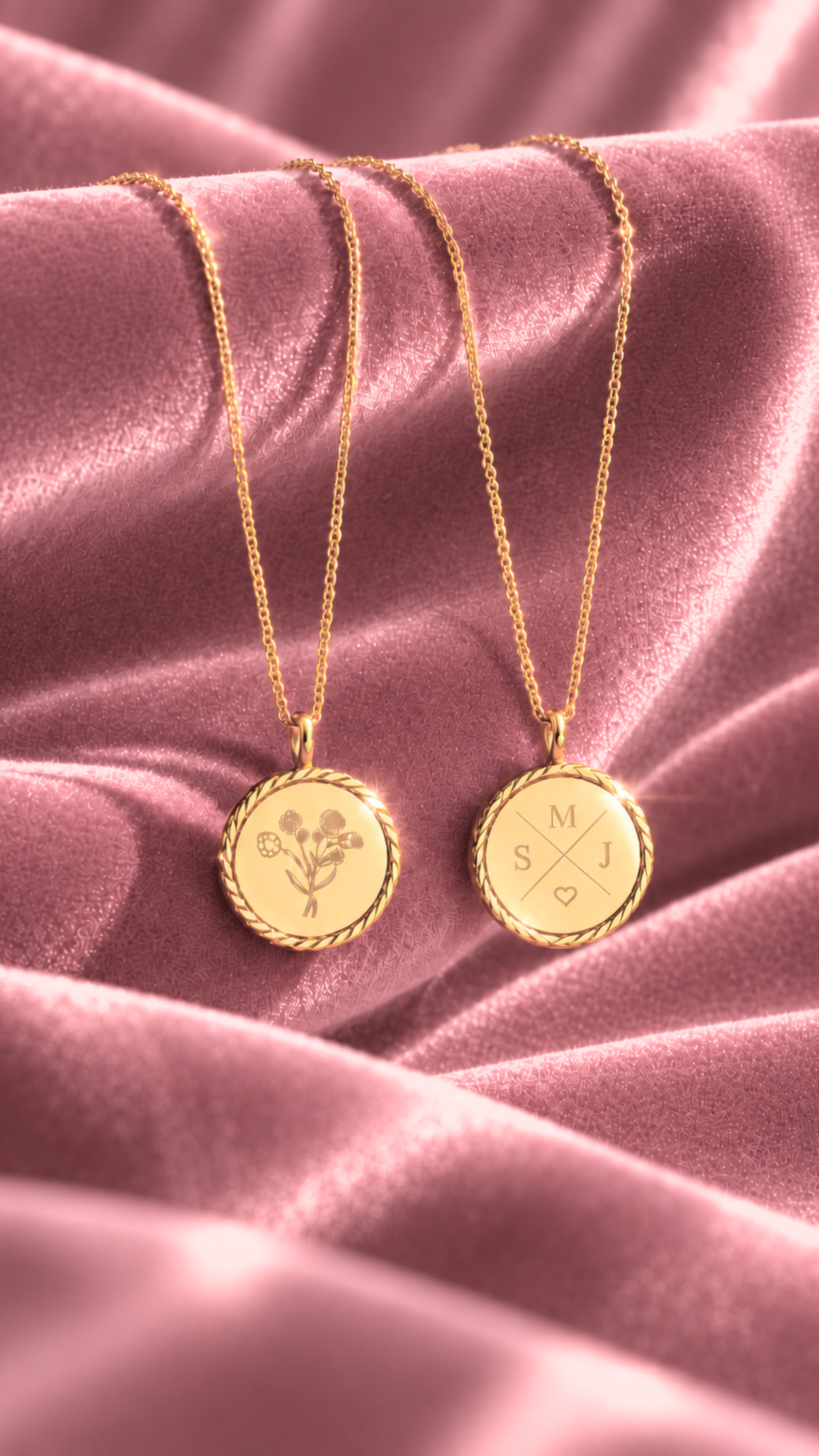 Initial Twisted Rope Coin Ketting - Verguld - Initialen Ketting