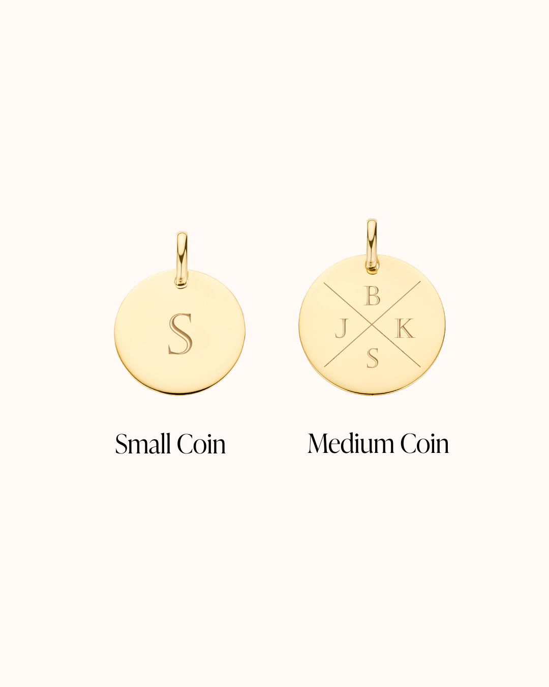 14k Initial Coin Single Charm - 14k gold