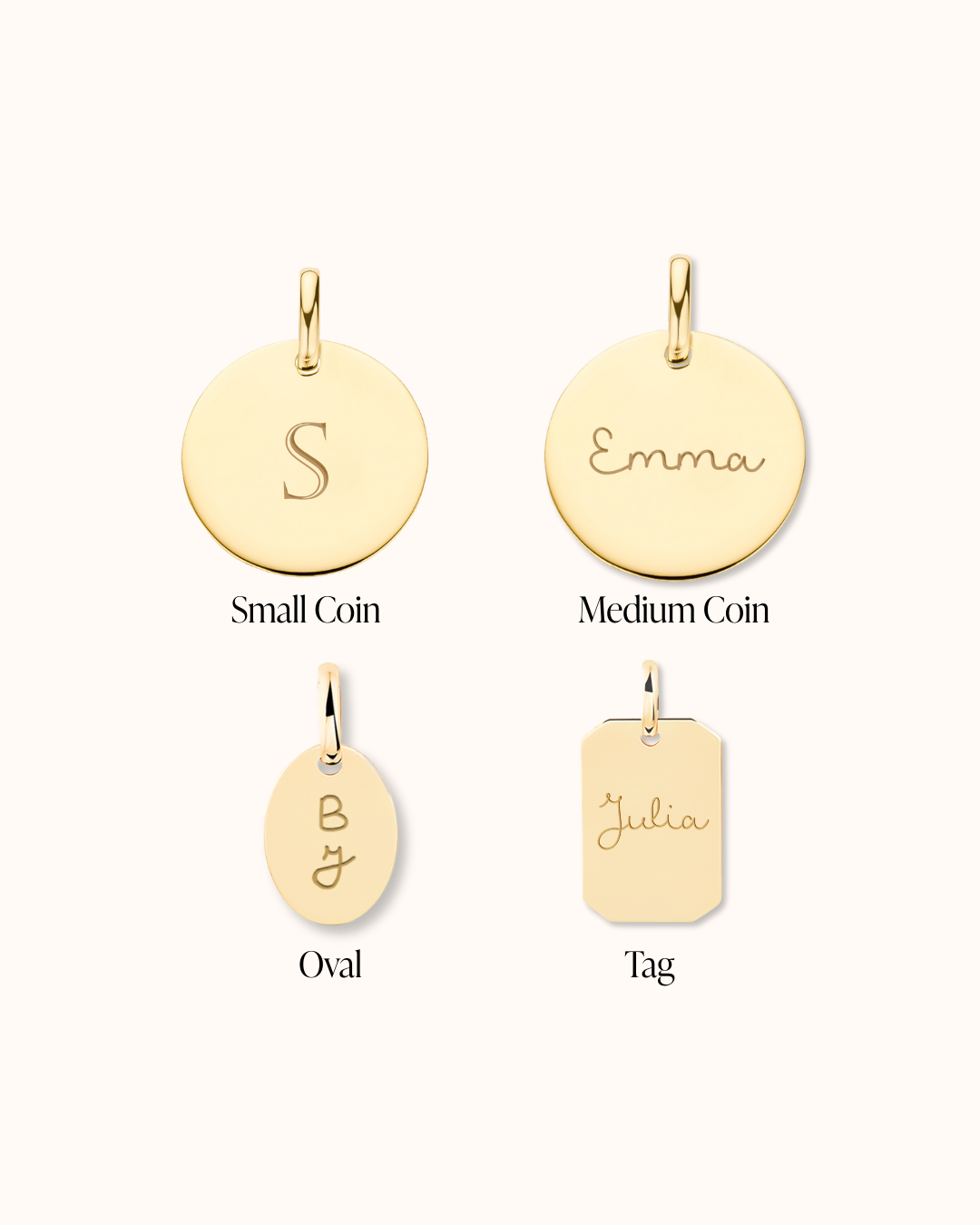 14k Personalized Single Charms with Name - 14k Gold