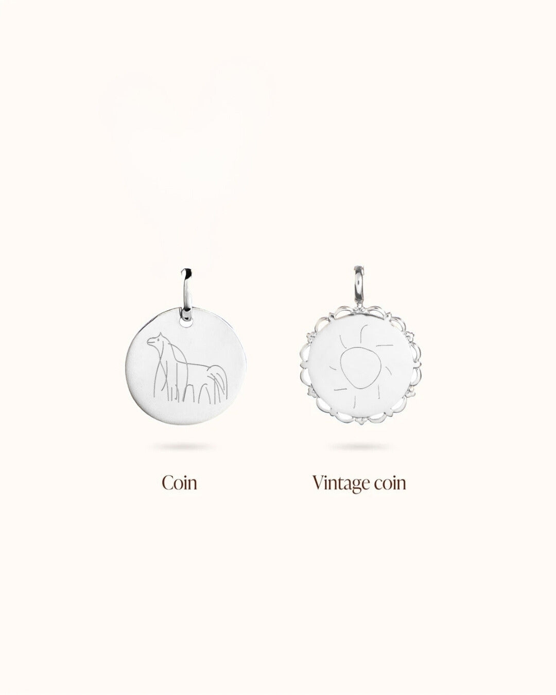 Personalisierte einzelne Charms mit Illustration - Silber