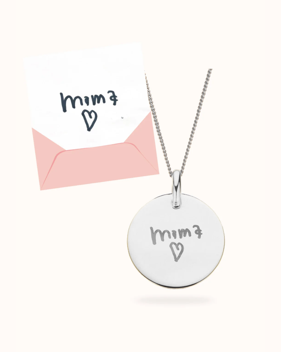 Love Note Necklace - Sterling Zilver 925 - Coin 17mm