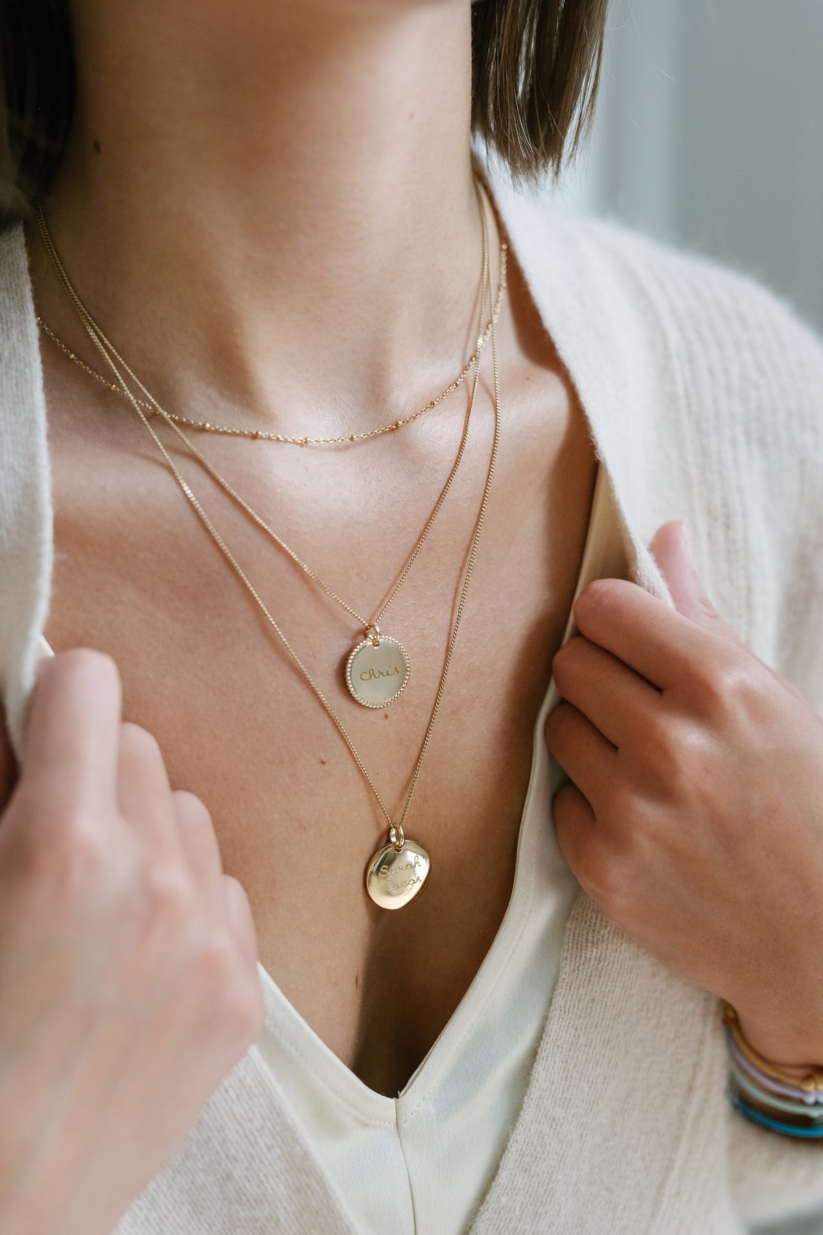 Beaded Coin Ketting - 18k Verguld