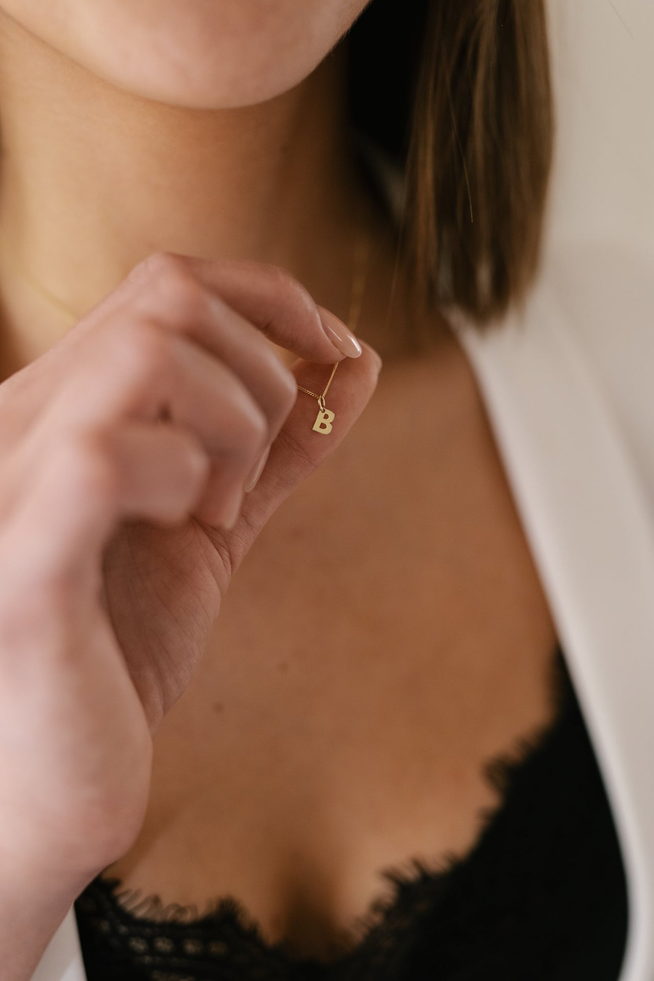 14k Initial Charm Ketting - 14k Solid Gold - Letter