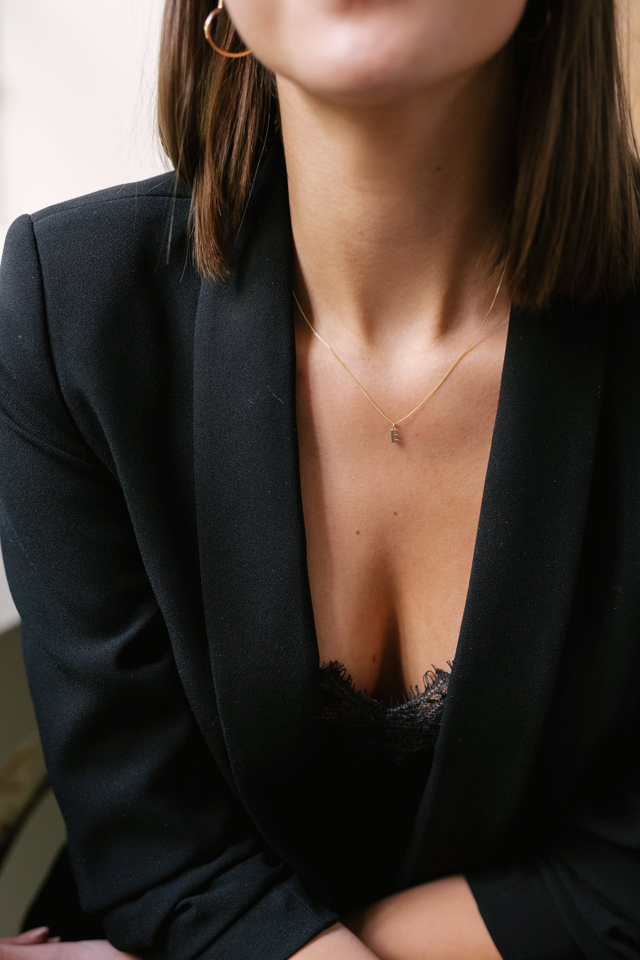 14k Initial Charm Ketting - 14k Solid Gold - Letter