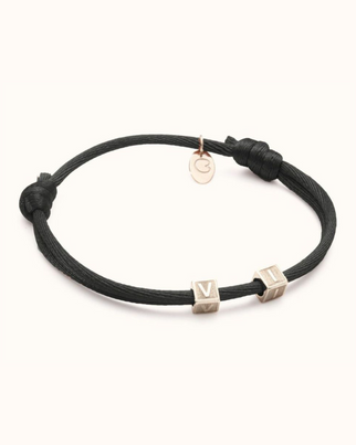 Bracelet Homme Cube Initial - Acier inoxydable or