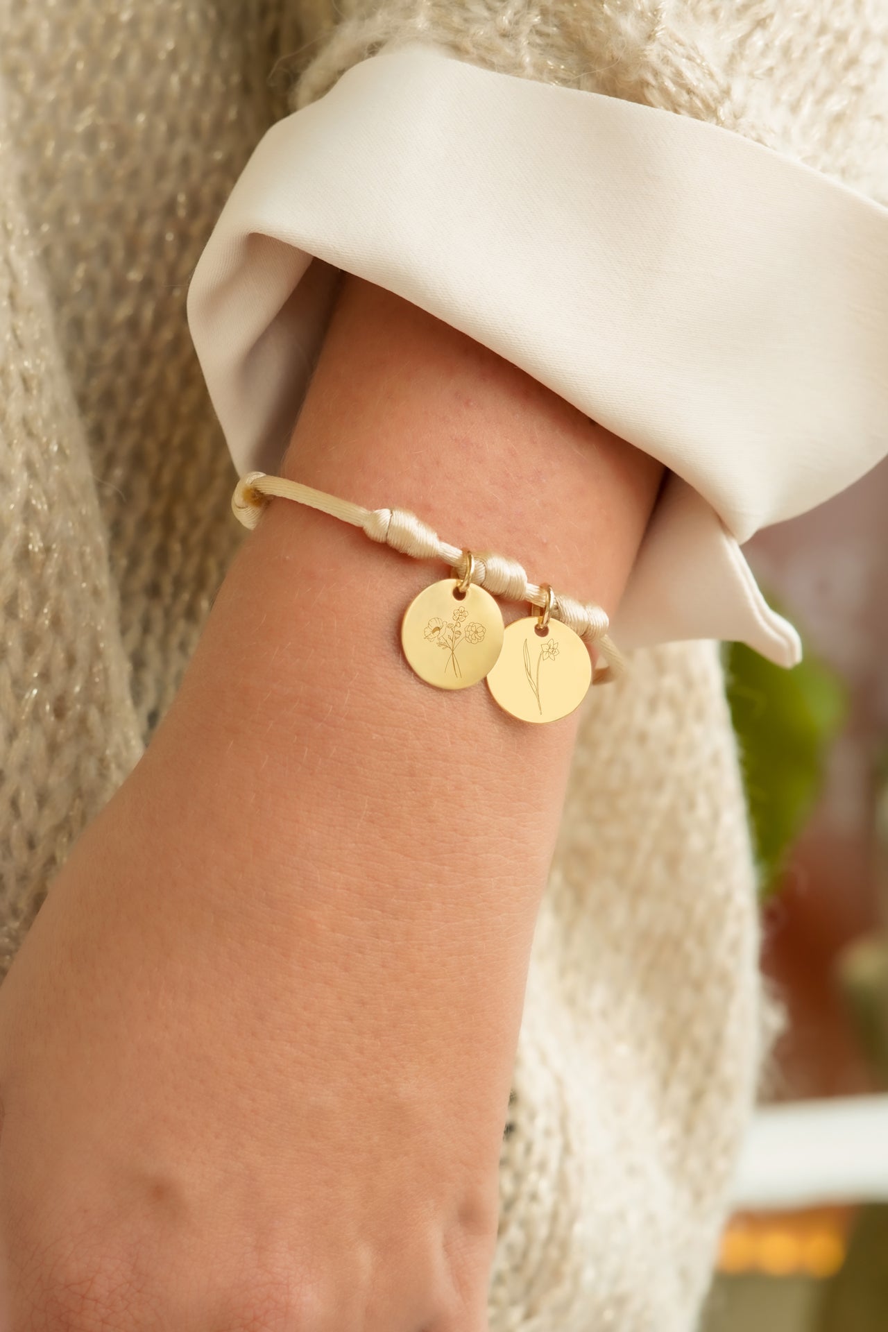 Geburtsblumenstrauß Charm Armband - Vergoldet