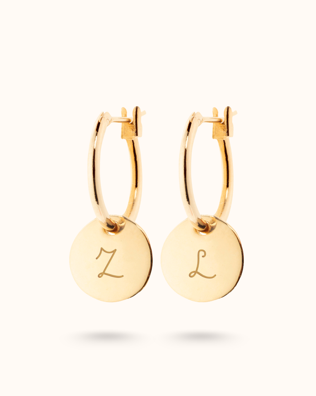Boucles d'oreilles Mini Pendentif Rond - Plaque or 18 carats