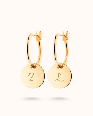 Boucles d'oreilles Mini Pendentif Rond - Plaque or 18 carats