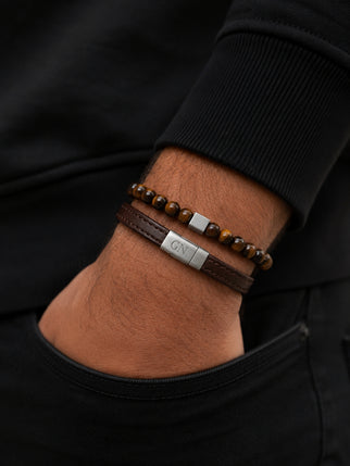 Father's Day Set Brown – Personalised Men's Bracelets
