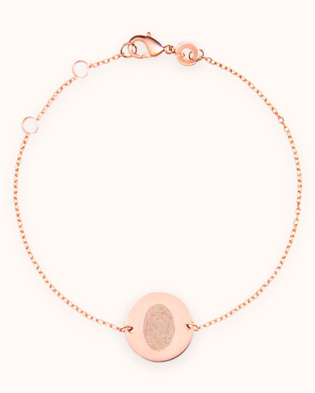 Bracelet Pendentif Rond Empreintes Digitales - Or rose