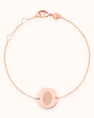 Vingerafdruk Coin Armband - 18k Rosé Verguld