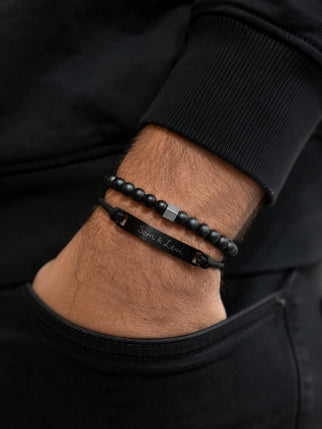 Father's Day Set Black – Personalised Men's Bracelets